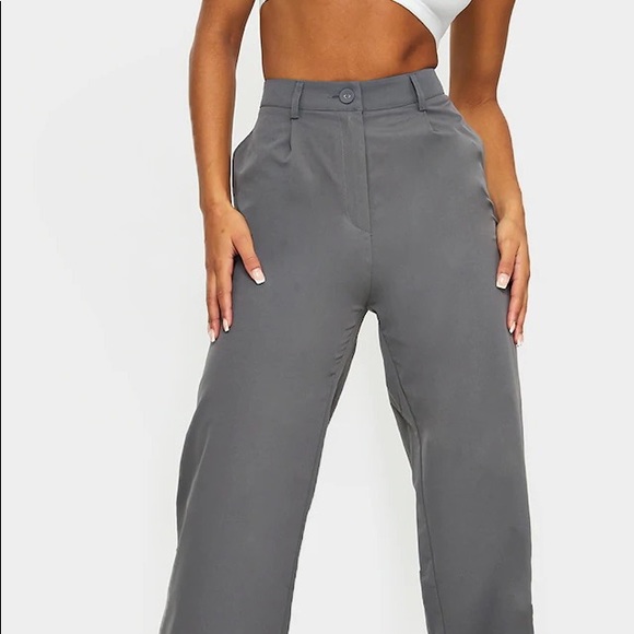 Charcoal Peach Skin Straight Leg Pants - Picture 2 of 3